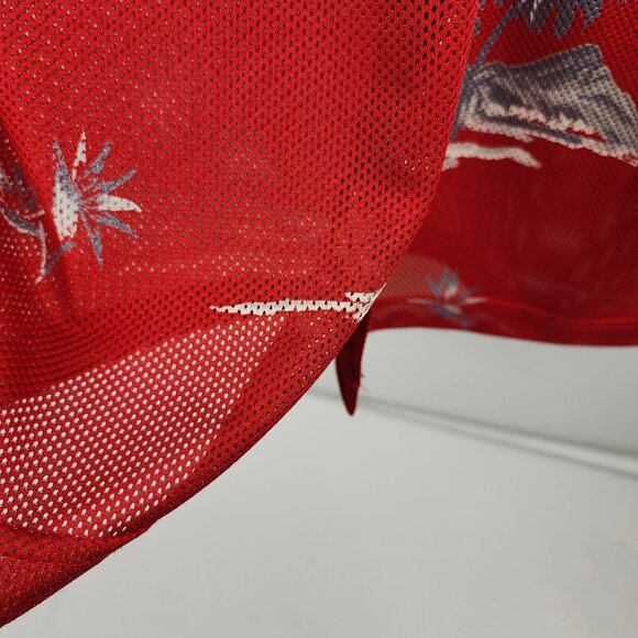 Quiksilver Shirt Mens Large Red Multi Vintage Netted Lightweight S/S USA - Picture 6 of 8